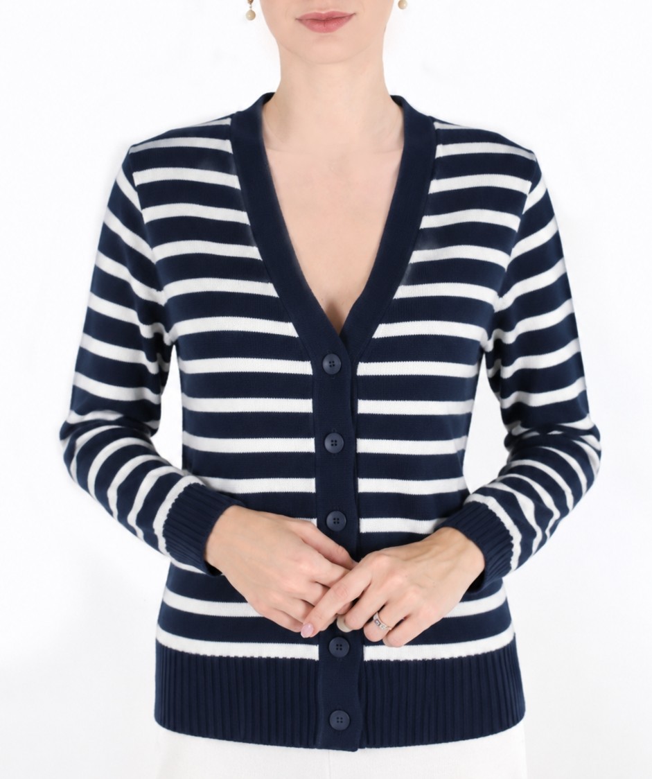Jachetă navy/white din lână cu nasturi